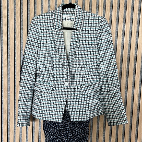 Veronica Beard - Farley Dickey Blazer- Turquoise Houndstooth - 4 - Picture 7 of 8
